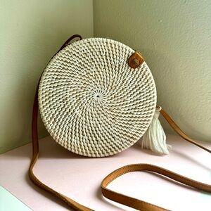 Round Rattan Crossbody Bag